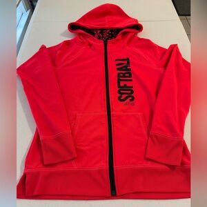 Justice Red Softball Zip-Up Hoodie *GOOD USED CONDITION*